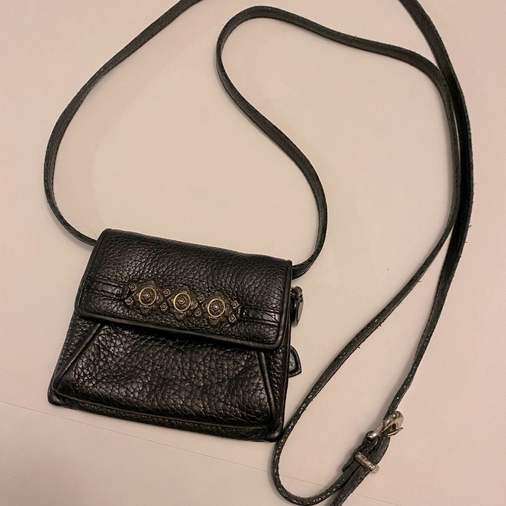 BRIGHTON Mini Black Leather Wallet Crossbody Purse